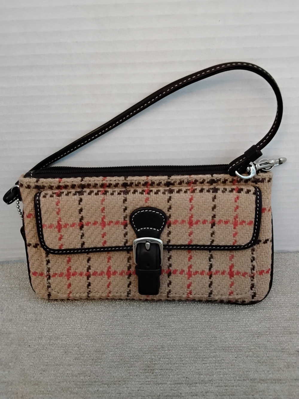 Vintage Coach Y2k Wool Plaid Wristlet